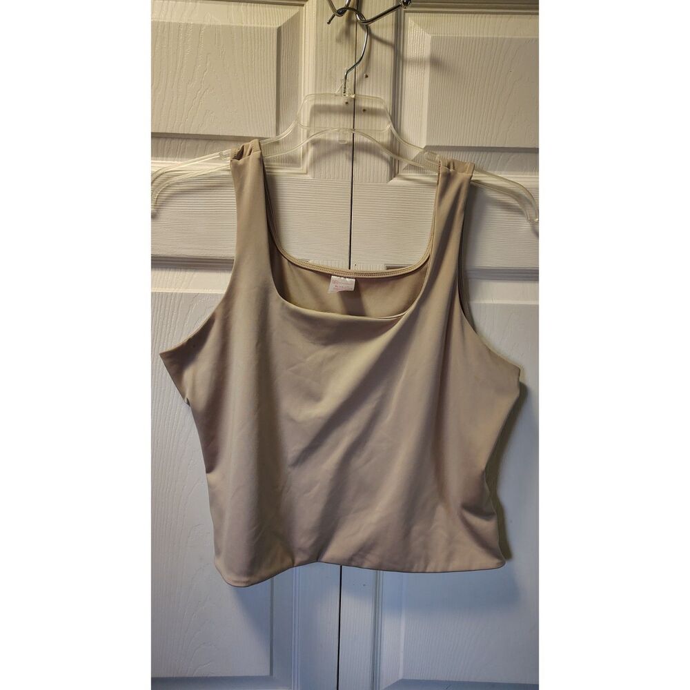 Y2K Basics No Boundaries Nude Square Neck Athletic Crop Tank Top XL